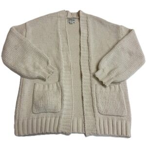 American Eagle Cardigan Women XS Cream Chenille Chunky Knit Sweater Oversized